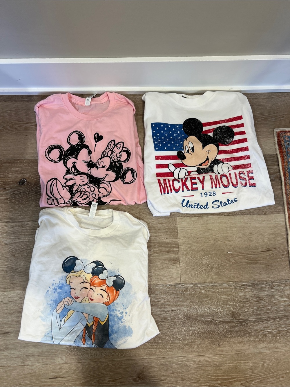 Mickey & Disney Princess Graphic Tee Trio - Pink, White, Cream